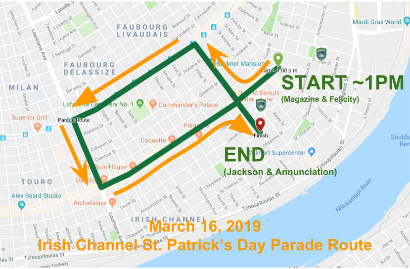 New Orleans Parade Routes Map