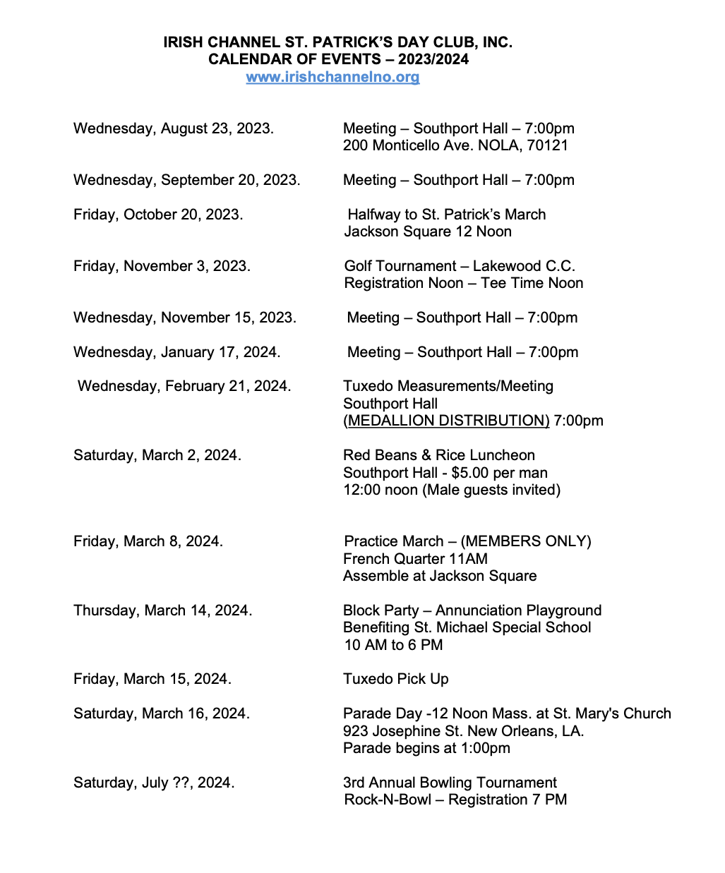 New Orleans Events Calendar Kelsi Melitta